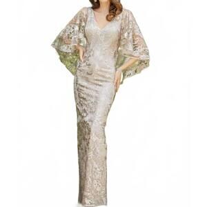 NEW MGNY sequin embroidery dress in taupe